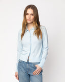 The Halsey Cotton Polo Sweater in pale blue — State of Cotton NYC