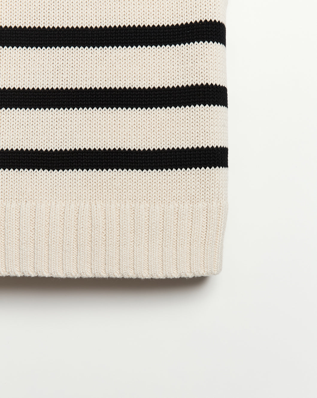 The Hayden Stripe Sleeveless Sweater in ivory and black, additional view — State of Cotton NYC