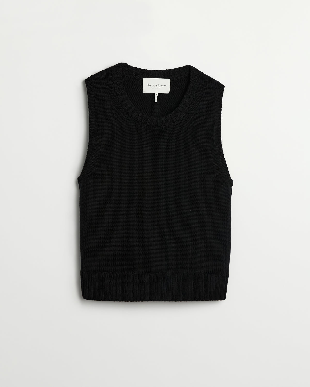 The Hayden Sleeveless Cotton Sweater in black, additional view — State of Cotton NYC