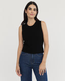 The Hayden Sleeveless Cotton Sweater in Black — Mid-weight Turkish cotton, Italian-spun — State of Cotton NYC