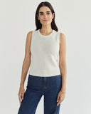 The Hayden Sleeveless Cotton Sweater in ivory, alternate view — State of Cotton NYC
