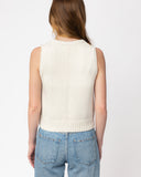 Woman wearing The Hayden Sleeveless Cotton Sweater in ivory — State of Cotton NYC