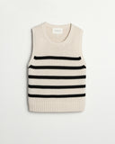The Hayden Stripe Sleeveless Sweater in ivory and black, additional view — State of Cotton NYC
