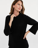 The Kittery Cotton Bell Sleeve Sweater in black — Italian-spun Turkish cotton — State of Cotton NYC