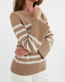 Detail shot of The Kittery Stripe Cotton Bell Sleeve Sweater — Turkish cotton, Italian-spun