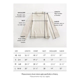 Size chart for The Kittery Stripe Cotton Bell Sleeve Sweater — State of Cotton NYC