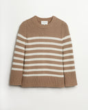 The Kittery Stripe Cotton Bell Sleeve Sweater, styled view — Turkish cotton, Italian-spun — State of Cotton NYC