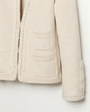The Merion Cotton Cardigan in ivory, back view — State of Cotton NYC