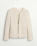 Detail shot of The Merion Cotton Cardigan in ivory — Turkish cotton