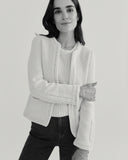 The Merion Cotton Cardigan in ivory, front view — State of Cotton NYC
