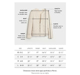 Size chart for The Merion Cotton Cardigan — State of Cotton NYC