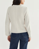 The Merion Cotton Cardigan in ivory, styled view — State of Cotton NYC
