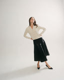 The Perry Cotton Cardigan in ivory, alternate view — State of Cotton NYC