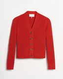 The Perry Cotton Cardigan in red, flat lay — State of Cotton NYC
