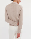 The Peyton Cotton Cardigan in oat, back view — State of Cotton NYC