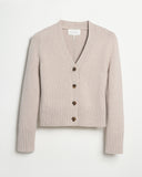 Detail shot of The Peyton Cotton Cardigan in oat — Turkish cotton