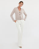 The Peyton Cotton Cardigan in oat, front view — State of Cotton NYC