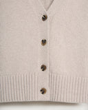 The Peyton Cotton Cardigan in oat, styled view — State of Cotton NYC