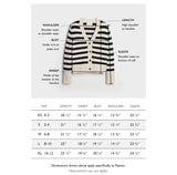 Size chart for The Peyton Stripe Cotton Cardigan — State of Cotton NYC