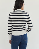Woman wearing The Peyton Stripe Cotton Cardigan — State of Cotton NYC