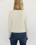 The Sinclair Cotton Crewneck Sweater in ivory, lifestyle view — State of Cotton NYC