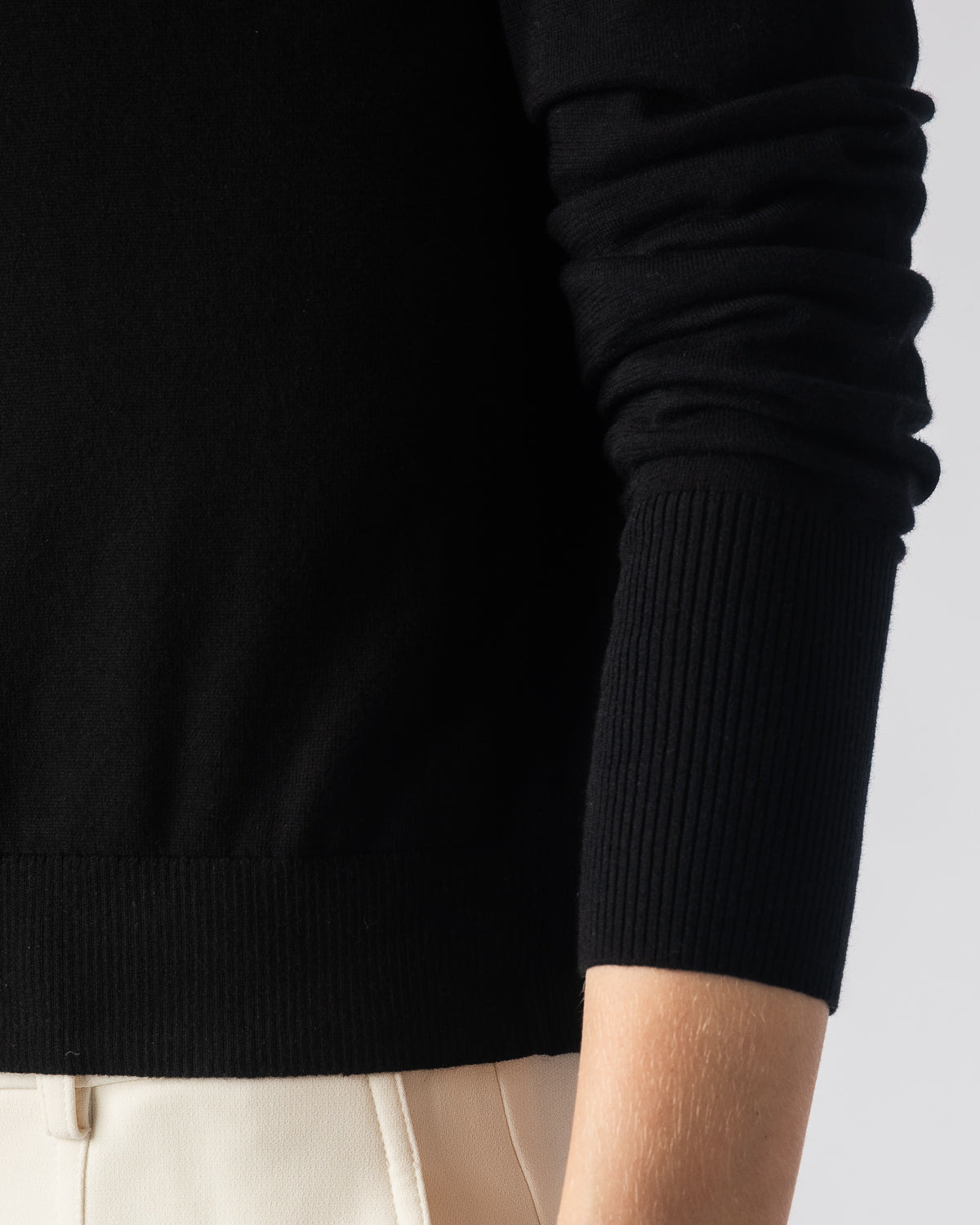 The Baldwin Cotton Sweater in navy, additional view — Superfine Egyptian cotton, Italian-spun — State of Cotton NYC