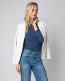 The Surrey Cotton Crewneck Sweater in ivory, styled view — State of Cotton NYC
