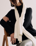 Detail shot of The Tilly Superfine Cotton Wrap in cream — Egyptian cotton, Italian-spun