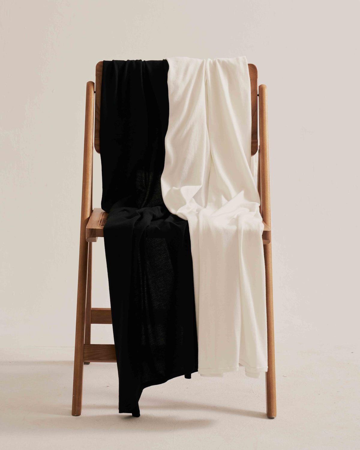 The Tilly Superfine Cotton Wrap in cream, styled view — State of Cotton NYC