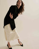 Woman wearing The Tilly Superfine Cotton Wrap in cream — State of Cotton NYC