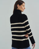 Detail shot of The Wynn Stripe Cotton Turtleneck Sweater — Turkish cotton, Italian-spun