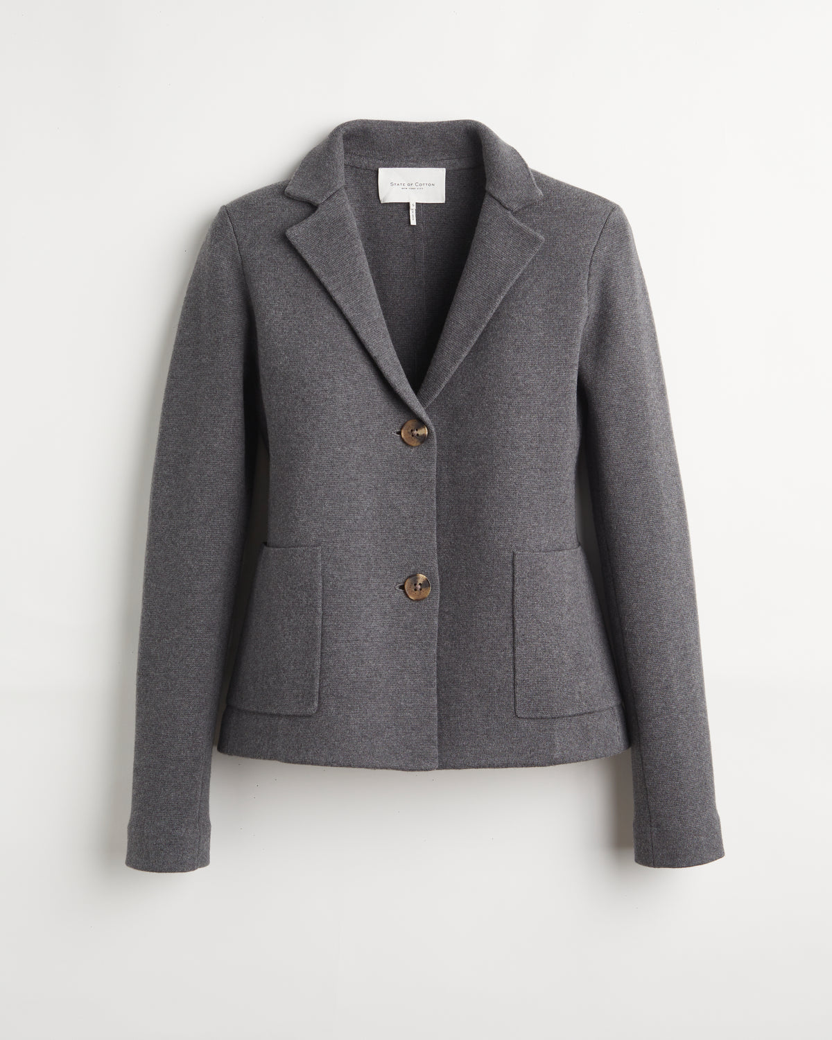 The Beale Cotton Cardigan Blazer in heather grey, additional view — State of Cotton NYC