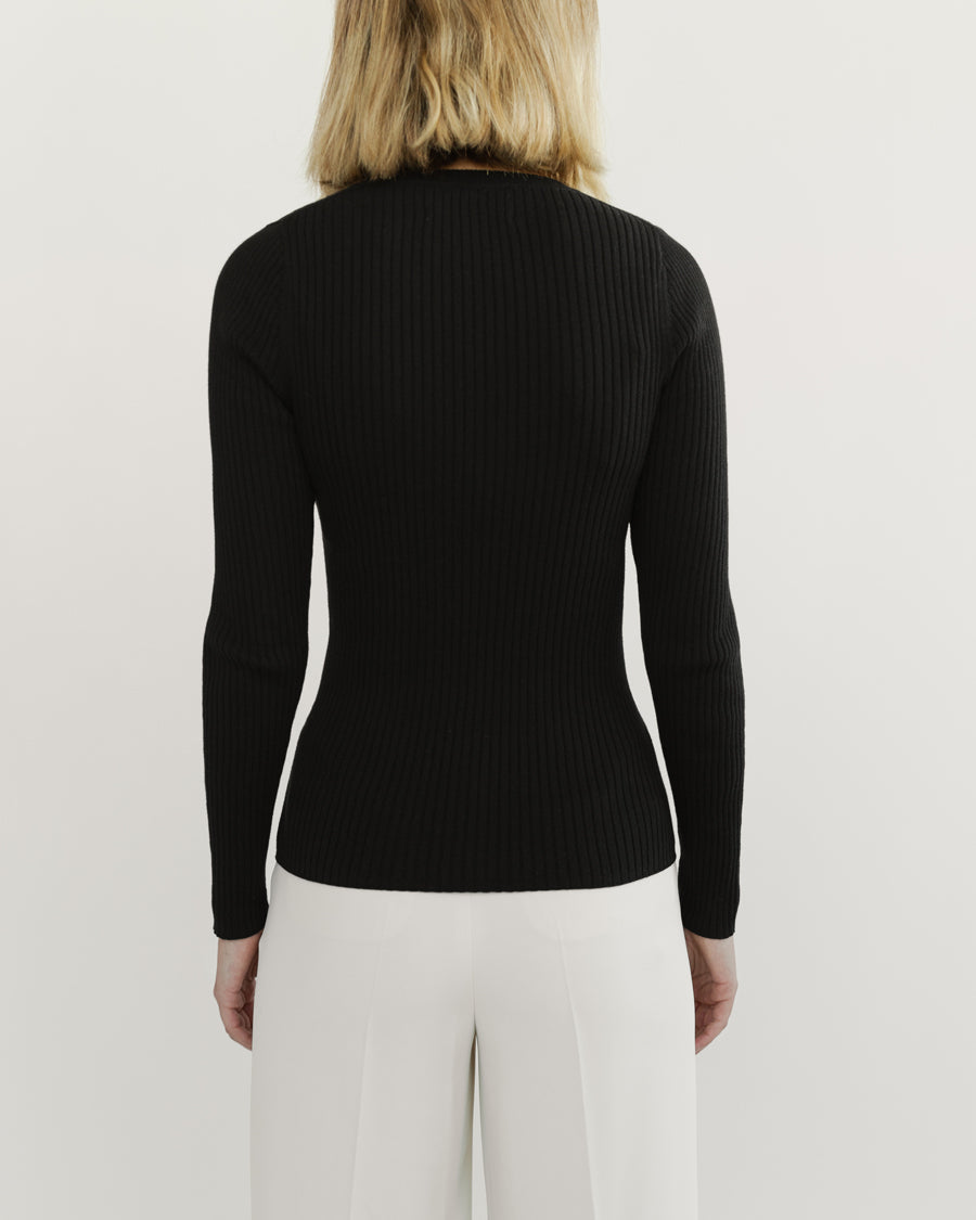 The Surrey Cotton Crewneck Sweater in black, additional view — State of Cotton NYC