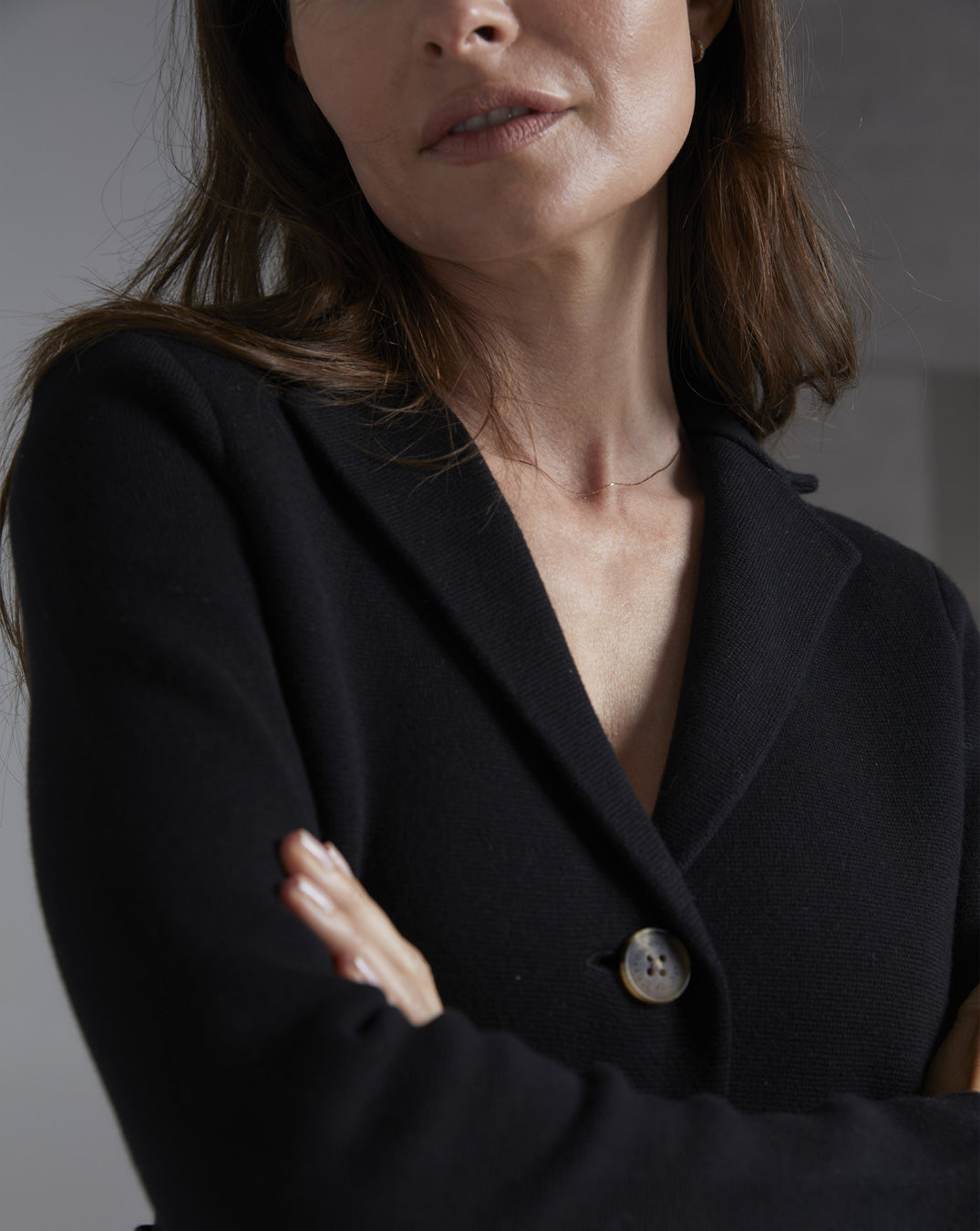 The Beale Cotton Cardigan Blazer in black, additional view — State of Cotton NYC