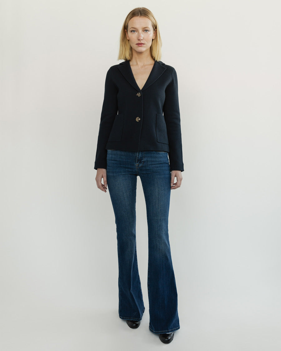 The Beale Cotton Cardigan Blazer in black, individual view — State of Cotton NYC