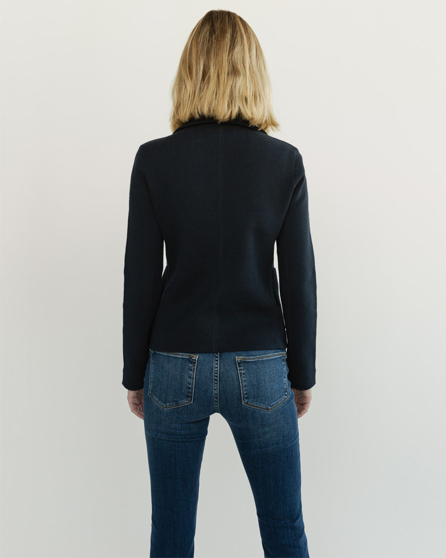 The Beale Cotton Cardigan Blazer in black, individual view — State of Cotton NYC