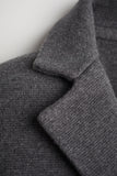 Detail shot of The Beale Cotton Cardigan Blazer in heather grey — organic American cotton