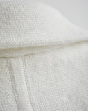 Detail shot of The Beale Cotton Cardigan Blazer in ivory — organic American cotton