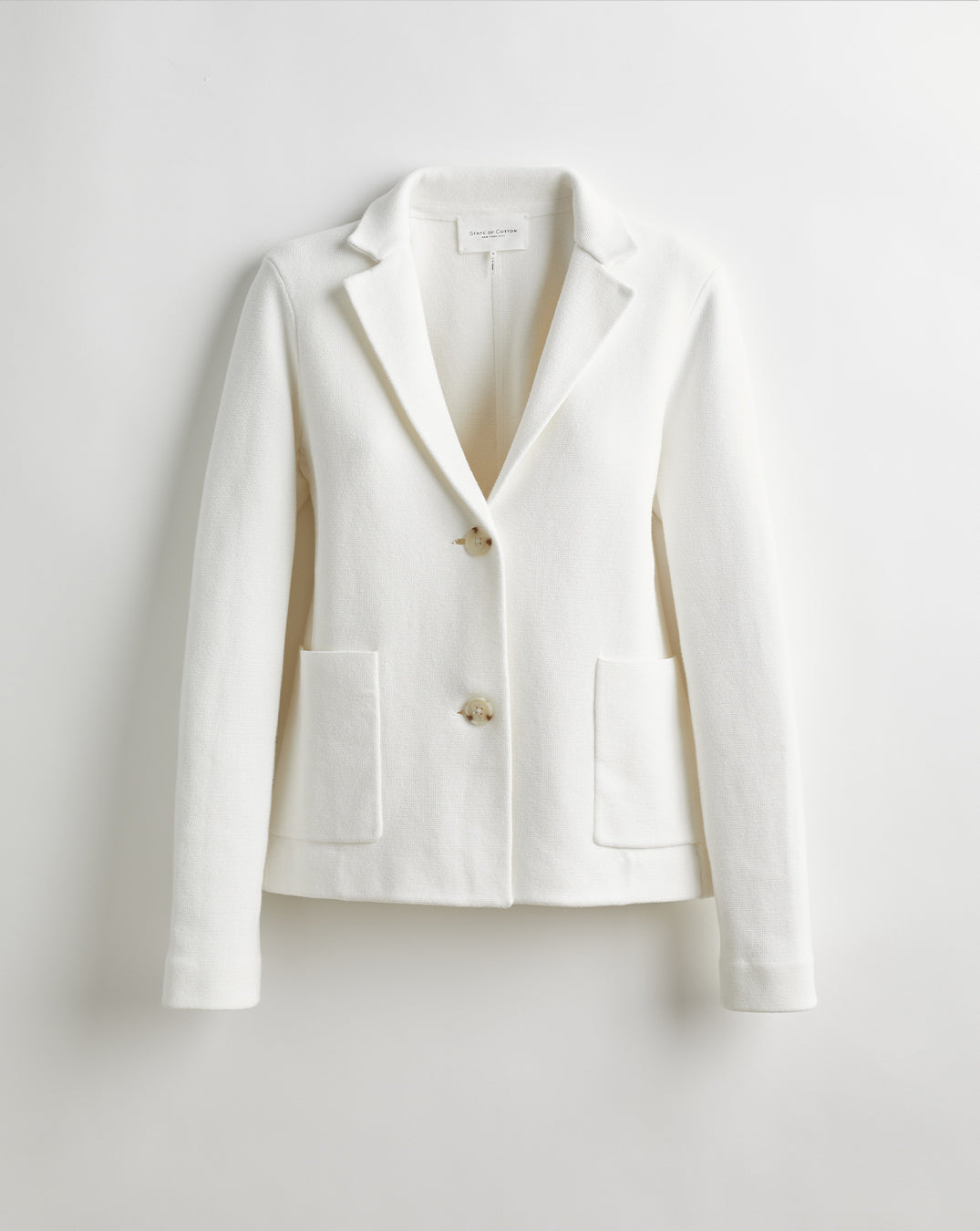 The Beale Cotton Cardigan Blazer in ivory, front view — State of Cotton NYC