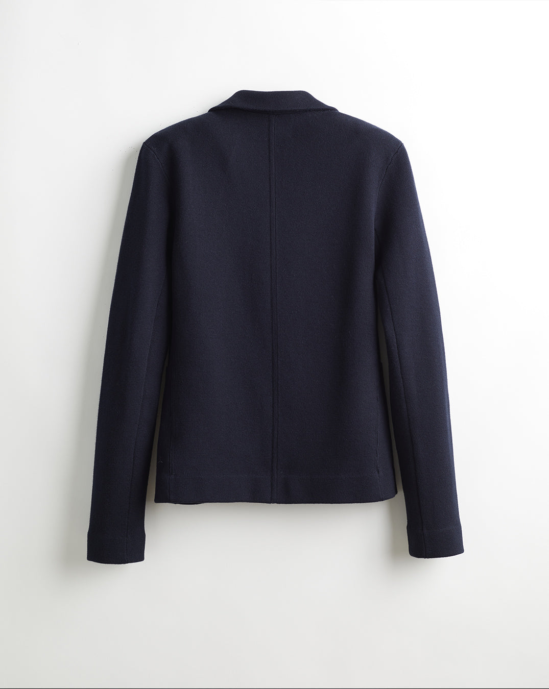 The Beale Cotton Cardigan Blazer in navy, back view — State of Cotton NYC