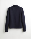 The Beale Cotton Cardigan Blazer in navy, back view — State of Cotton NYC