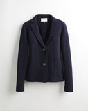 The Beale Cotton Cardigan Blazer in navy, front view — State of Cotton NYC