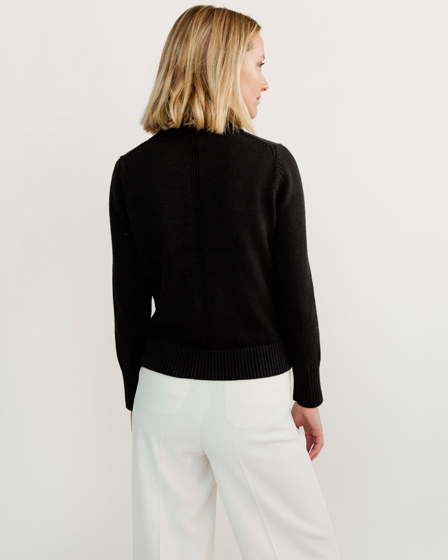 The Castine Cotton Crewneck Sweater in black, individual view — State of Cotton NYC