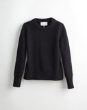The Castine Cotton Crewneck Sweater in black, front view — State of Cotton NYC