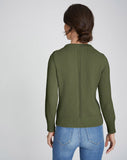 The Castine Cotton Crewneck Sweater in green, back view — State of Cotton NYC