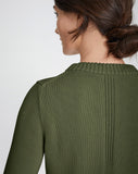 Detail shot of The Castine Cotton Crewneck Sweater in green — Turkish cotton, Italian-spun