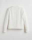 The Castine Cotton Crewneck Sweater in ivory, back view — State of Cotton NYC
