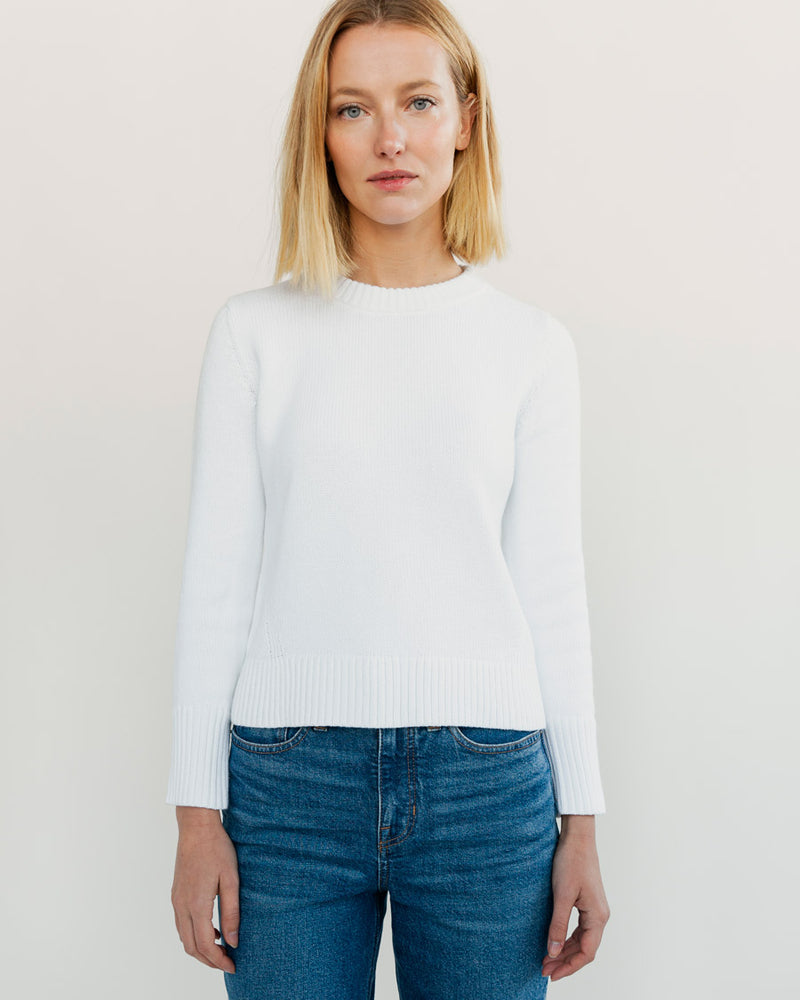 The Castine Cotton Crewneck Sweater in ivory — medium weight Turkish cotton, Italian-spun — State of Cotton NYC