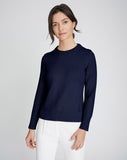 The Castine Cotton Crewneck Sweater in navy, additional view — State of Cotton NYC