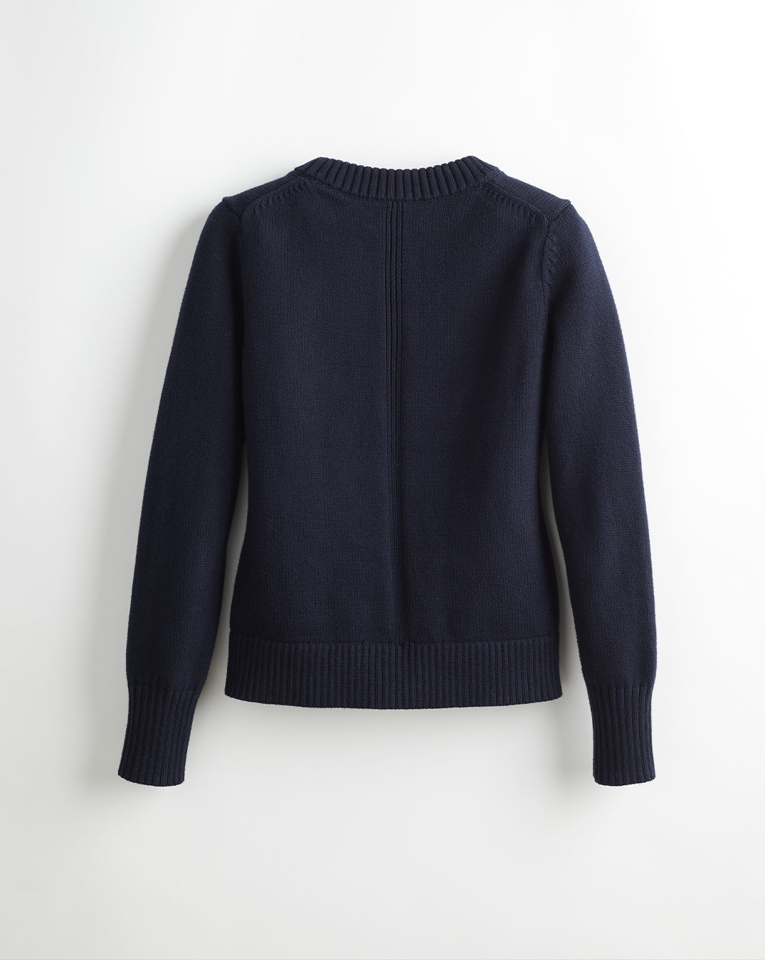 The Castine Cotton Crewneck Sweater in navy, back view — State of Cotton NYC